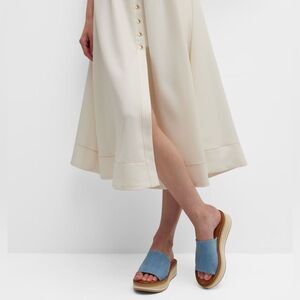 Clergerie Paris FastJ Denim Flatform Sandals, New, Size US 10.5